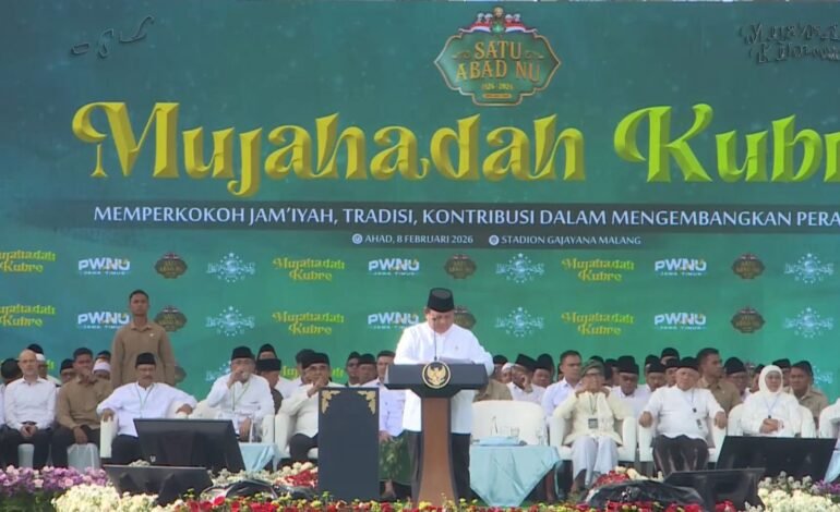 Presiden Prabowo Hadiri Mujahadah Kubro 1 Abad NU di Malang, Serukan Persatuan Bangsa